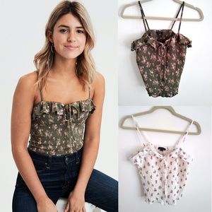 2 for $15 / Green / White Floral Smocked Cami